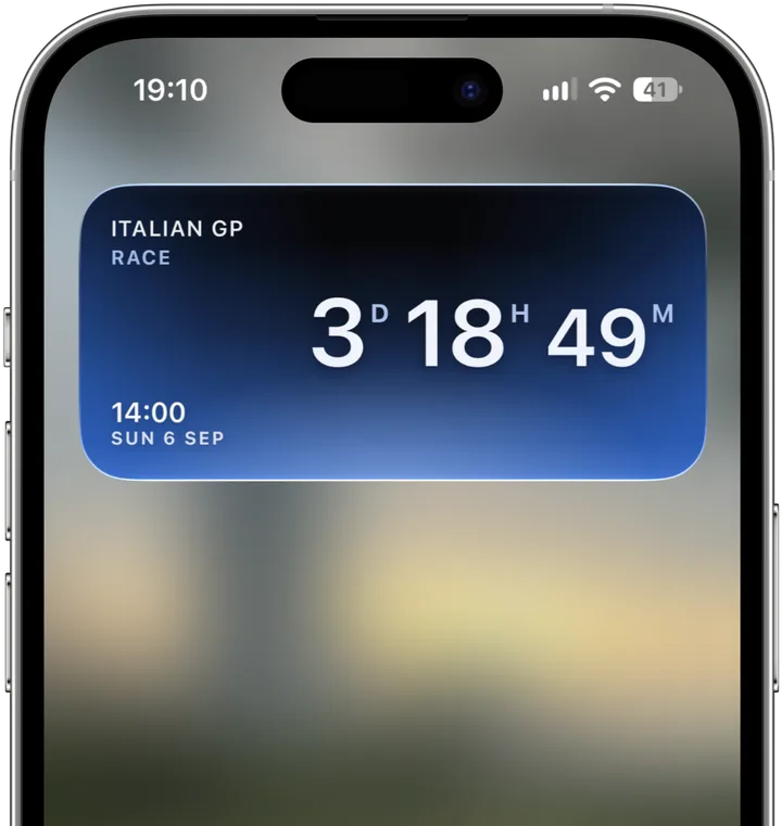RaceMate iPhone widget counting down to the Italian GP